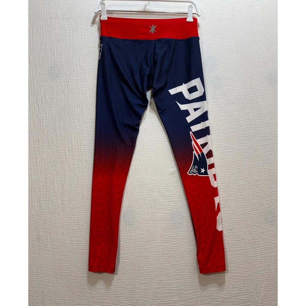 NFL Team Apparel New England Patriots Leggings Navy Red Women's Sporty Blokecore - Picture 2 of 11
